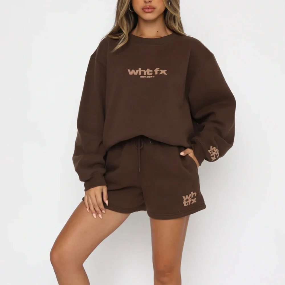 White fox boutique Lounge Shorts in Chocolate "Name Drop" - Picture 5 of 8